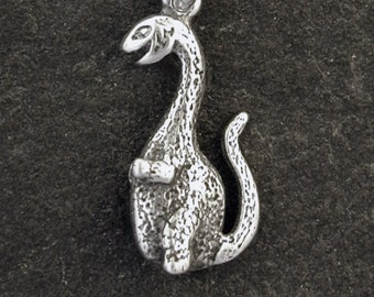 Sterling Silver Friendly Dinosaur Apatosaurus Brontasourus Pendant on a Sterling Silver Chain.