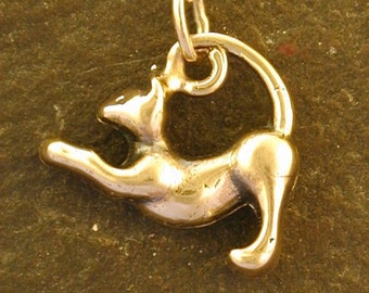 14K Gold Cat Pendant on a 14K Gold Chain