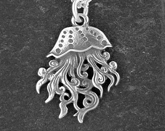 Sterling Silver Jellyfish Pendant on a Sterling Silver Chain