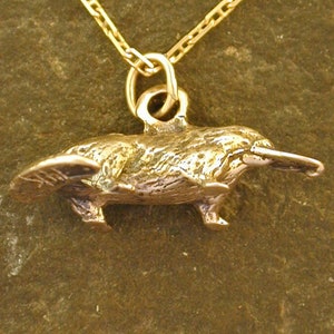 14K Gold Duck Billed Platypus Pendant on a 14K Chain Chain