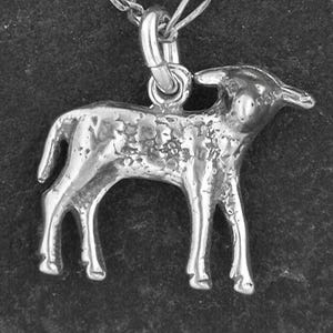 Sterling Silver Lamb Sheep Pendant on Sterling Silver Chain.