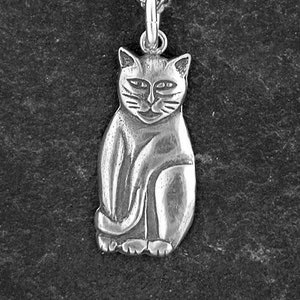 Sterling Silver Cat Pendant on Sterling Silver Chain.