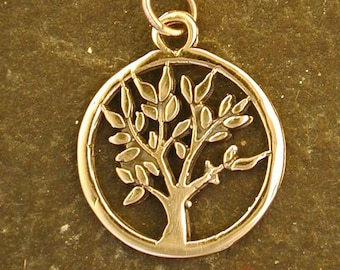 14K Gold Olive Tree Pendant on a 14K Gold Chain