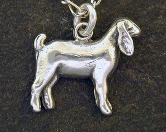 Sterling Silver Nubian Nanny Goat Pendant on a Sterling Silver Chain.