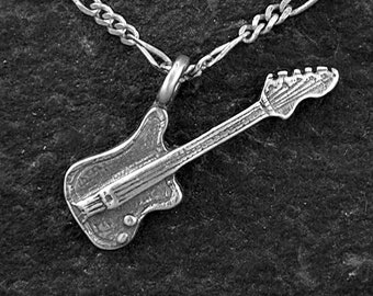 Sterling Silver Electric Guitar Pendant on a Sterling Silver Chain.