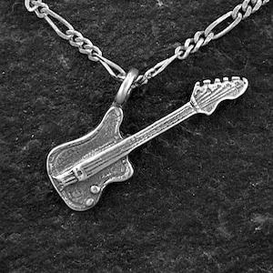 Sterling Silver Electric Guitar Pendant on a Sterling Silver Chain.