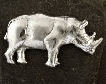 Sterling Silver Rhinoceros Brooch