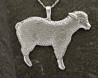 Sterling Silver Lamb Sheep Pendant on Sterling Silver Chain.