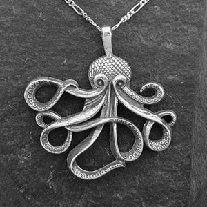 Sterling Silver Octopus Pendant on a Sterling Silver Chain