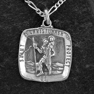 Sterling Silver Saint Christopher Pendant on a Sterling Silver Chain