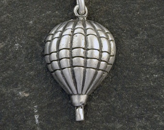 Sterling Silver Hot Air Balloon Pendant on Sterling Silver Chain.