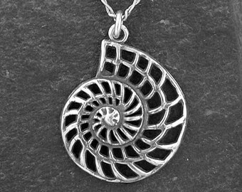 Sterling Silver Sea Shell  Pendant on a Sterling Silver Chain