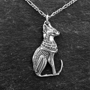 Sterling Silver Egyptian Cat Bast Goddess Pendant on a Sterling Silver Chain