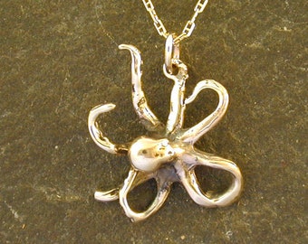 14K Gold Octopus Pendant on a 14k Gold Chain