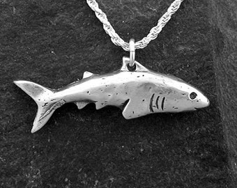 Sterling Silver Shark Pendant on a Sterling Silver Chain