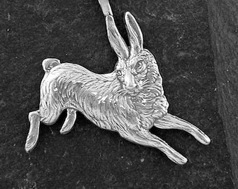 Sterling Silver Rabbit Bunny Hare Pendant on a Sterling Silver Chain.