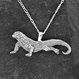 Sterling Silver Komodo Dragon Pendant on a Sterling Silver Chain