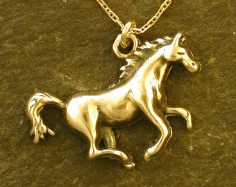 14K Gold Horse Pendant on a 14K Gold Chain