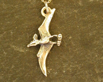 14KGold Pterodactyl Dinosaur Pendant on a 14K Gold Chain.