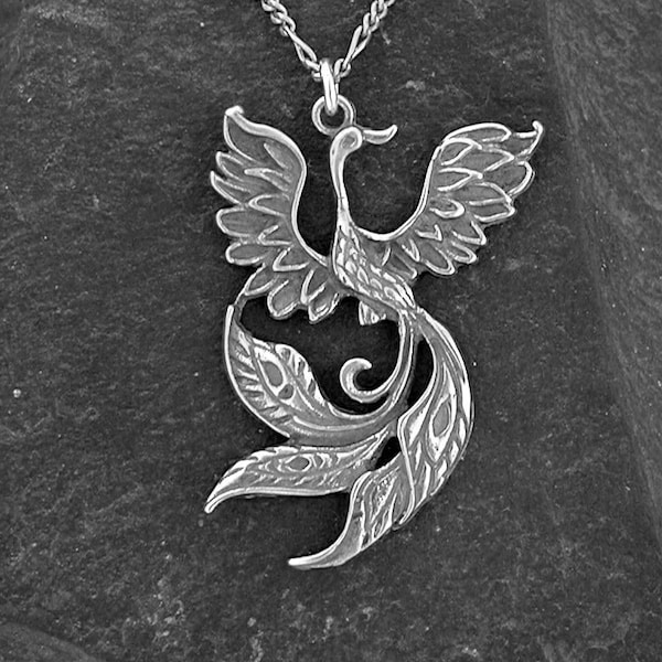 Sterling Silver  Phoenix Pendant on a Sterling Silver Chain