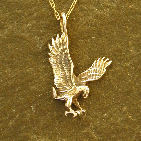 14K Gold Tiny Eagle Pendant on a 14K Gold Chain