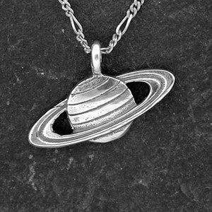 Sterling Silver Saturn Pendant on a Sterling Silver Chain