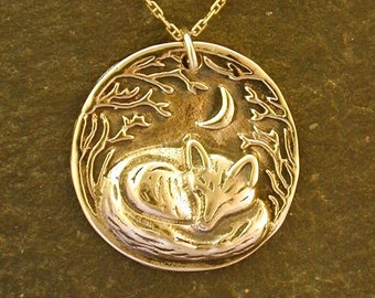 14K Gold Fox Pendant on 14K Gold Chain.