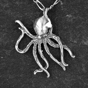 Sterling Silver Octopus Pendant on a Sterling Silver Chain.