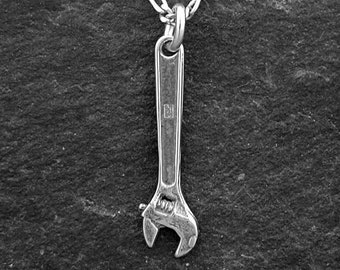 Sterling Silver Crescent adjustable Wrench Pendant on a Sterling Silver Chain