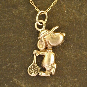 14K Gold Snoopy Tennis Pendant on a 14K Gold Chain