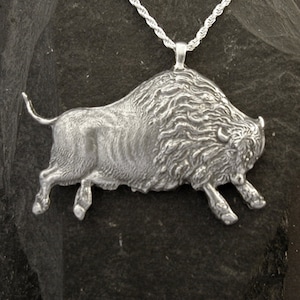 Sterling Silver American Buffalo Bison Pendant on a Sterling Silver Chain