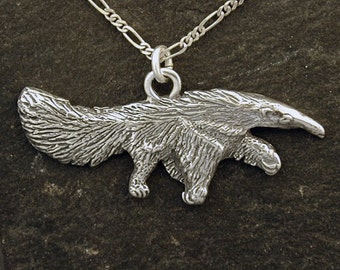 Sterling Silver Giant Anteater Pendant on a Sterling Silver Chain.