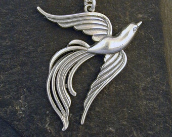 Sterling Silver Phoenix Pendant on a Sterling Silver Chain.