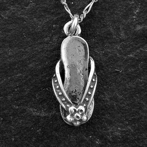 Sterling Silver Flip-Flop Shoe Pendant on Sterling Silver Chain.