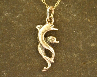 14K Gold Dolphin pendant on a 14K Gold Chain