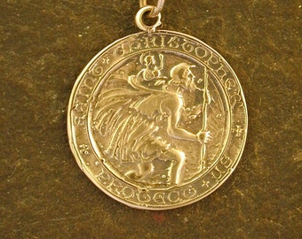 14K Gold Saint Christopher Pendant on a 14K Gold Chain