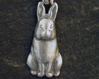 Sterling Silver Rabbit Bunny Hare Pendant on a Sterling Silver Chain.