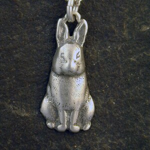 Sterling Silver Rabbit Bunny Hare Pendant on a Sterling Silver Chain.