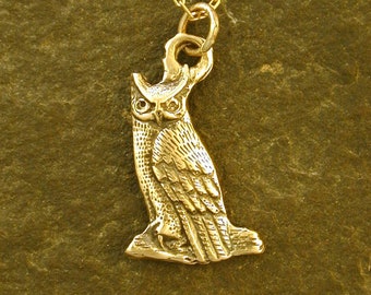 14k Gold Owl on a 14K Gold Chain