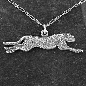 Sterling Silver Running Cheetah Pendant on a Sterling Silver Chain