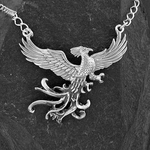 Sterling Silver Phoenix Pendant on a Sterling Silver Chain.