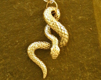 14K Gold Snake Pendant on a 14K Gold Chain