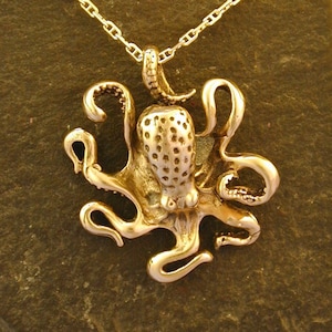 14K Gold Octopus Pendant on a 14k Gold Chain
