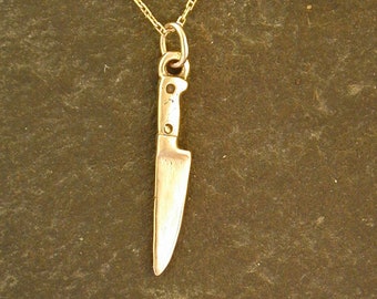 Sterling Silver Kitchen Knife Pendant on a Sterling Silver Chain