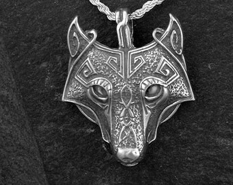 Sterling Silver Wolf Head Pendant on a Sterling Silver Chain