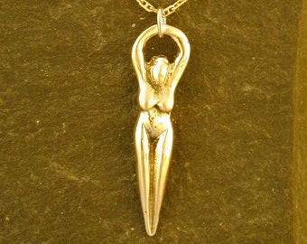 Sterling Silver Earth Goddess Pendant on a Sterling Silver Chain