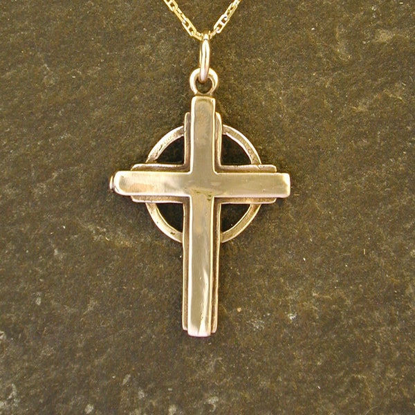 14K Gold Celtic Cross Pendant on a 14K Gold Chain