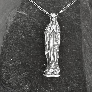 Sterling Silver Virgin Mary Pendant on a Sterling Silver Chain