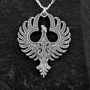 Sterling Silver Phoenix Pendant on a Sterling Silver Chain.