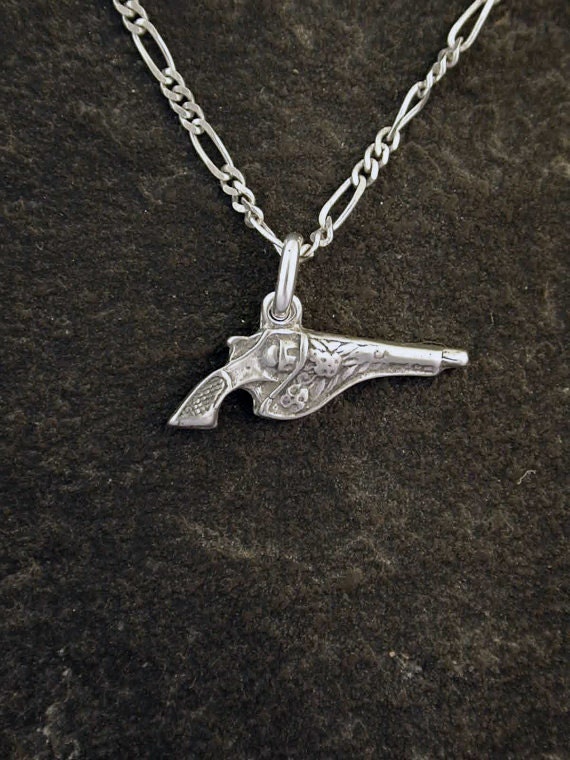 Sterling Silver Pistol Pendant on a Sterling Silver Chain